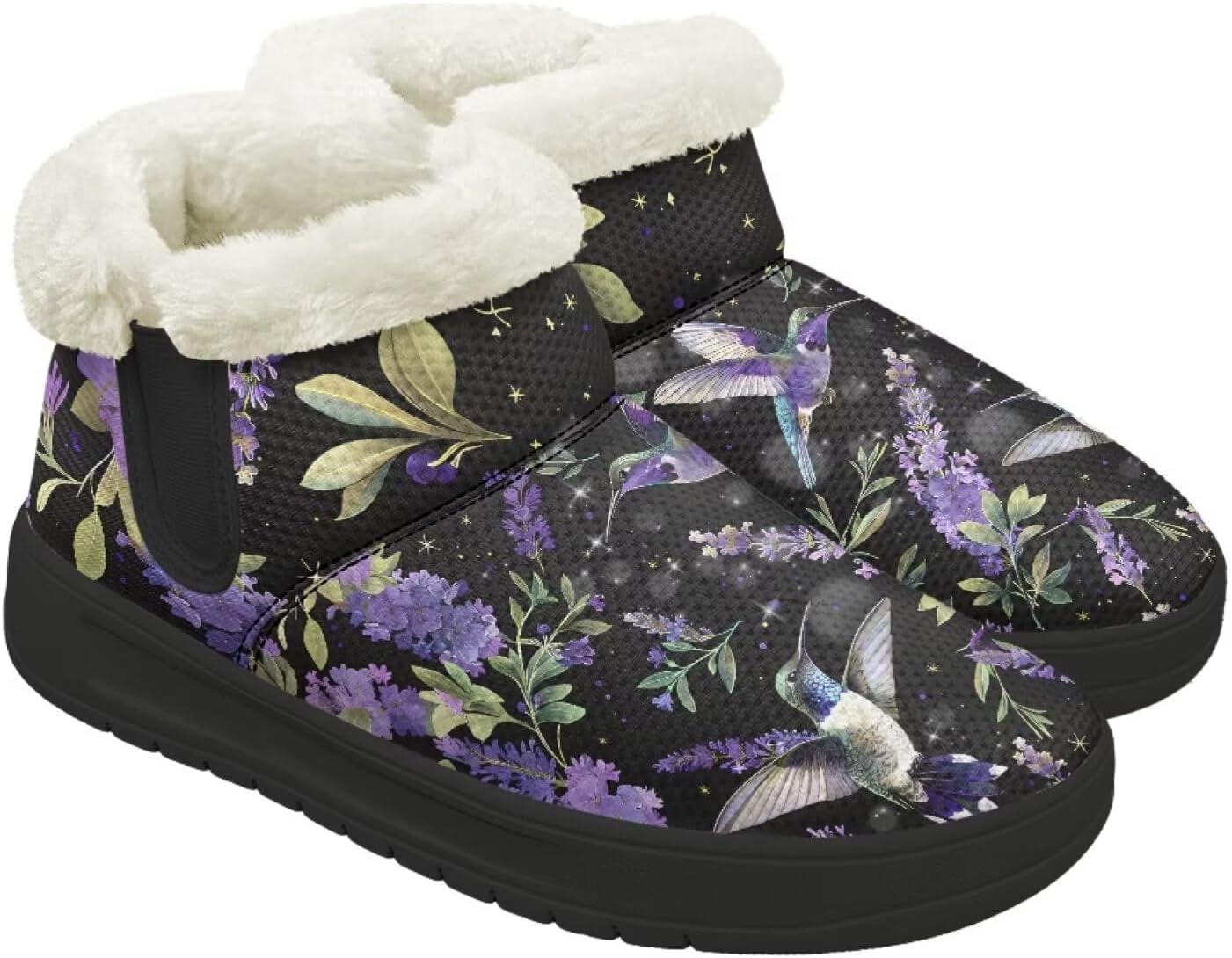 

Зимние Ботинки Forchrinse для Женщин и Мужчин, Модные Меховые Ботильоны с Меховой Подкладкой, Hummingbird Flower Design