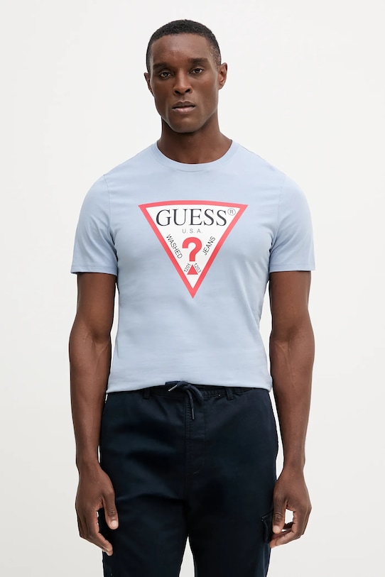 

Хлопковая футболка Guess, синий