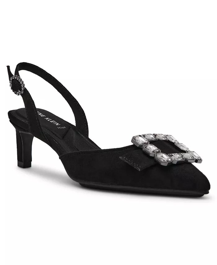 Женские туфли-лодочки Inez Crystal Ornament на каблуке-рюмочке с открытой пяткой Anne Klein, черный