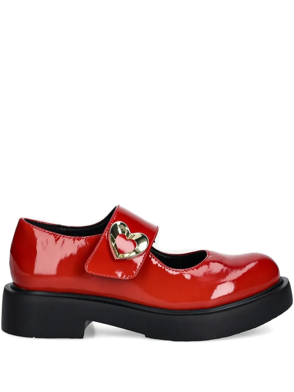 Туфли из лакированной кожи с пряжкой в форме сердца Love Moschino, красный