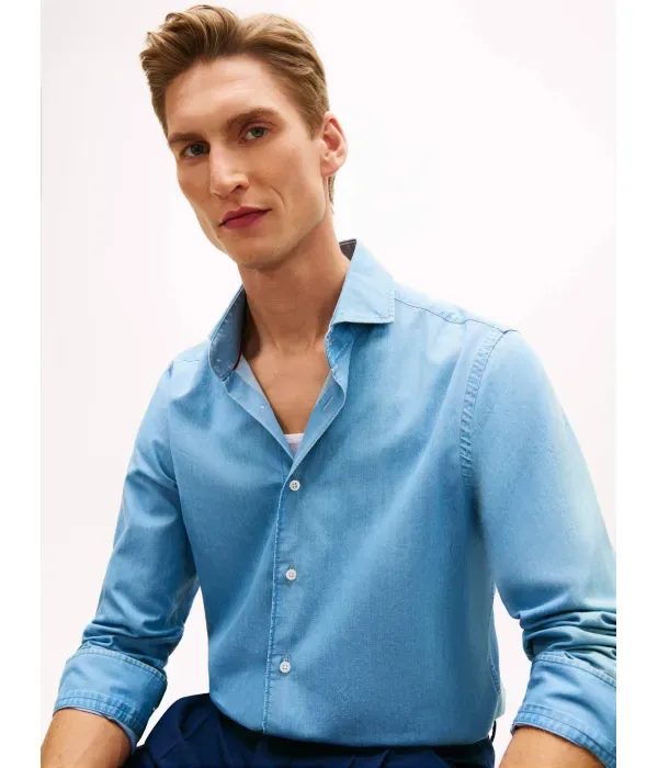 Джинсовая рубашка slim fit Tommy Hilfiger, синий — фото 4