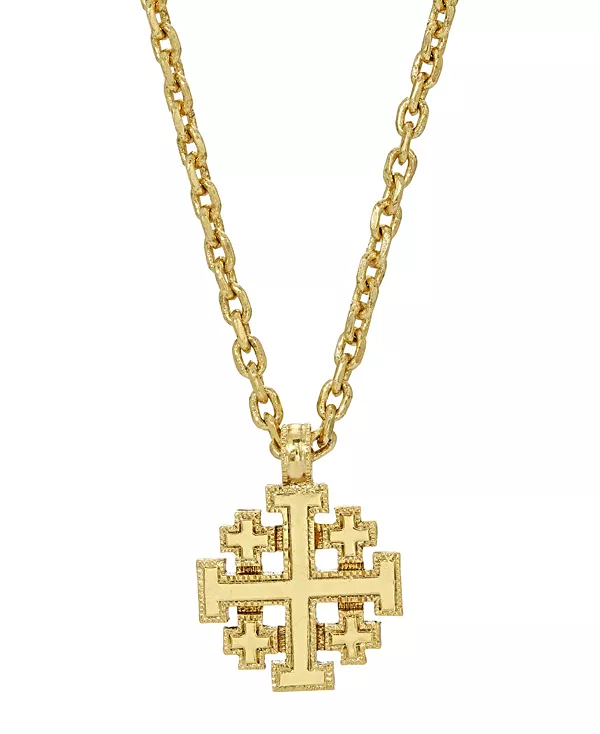 

Ожерелье с подвеской в виде Иерусалимского креста, покрытого 14-каратным золотом Symbols Of Faith, yellow