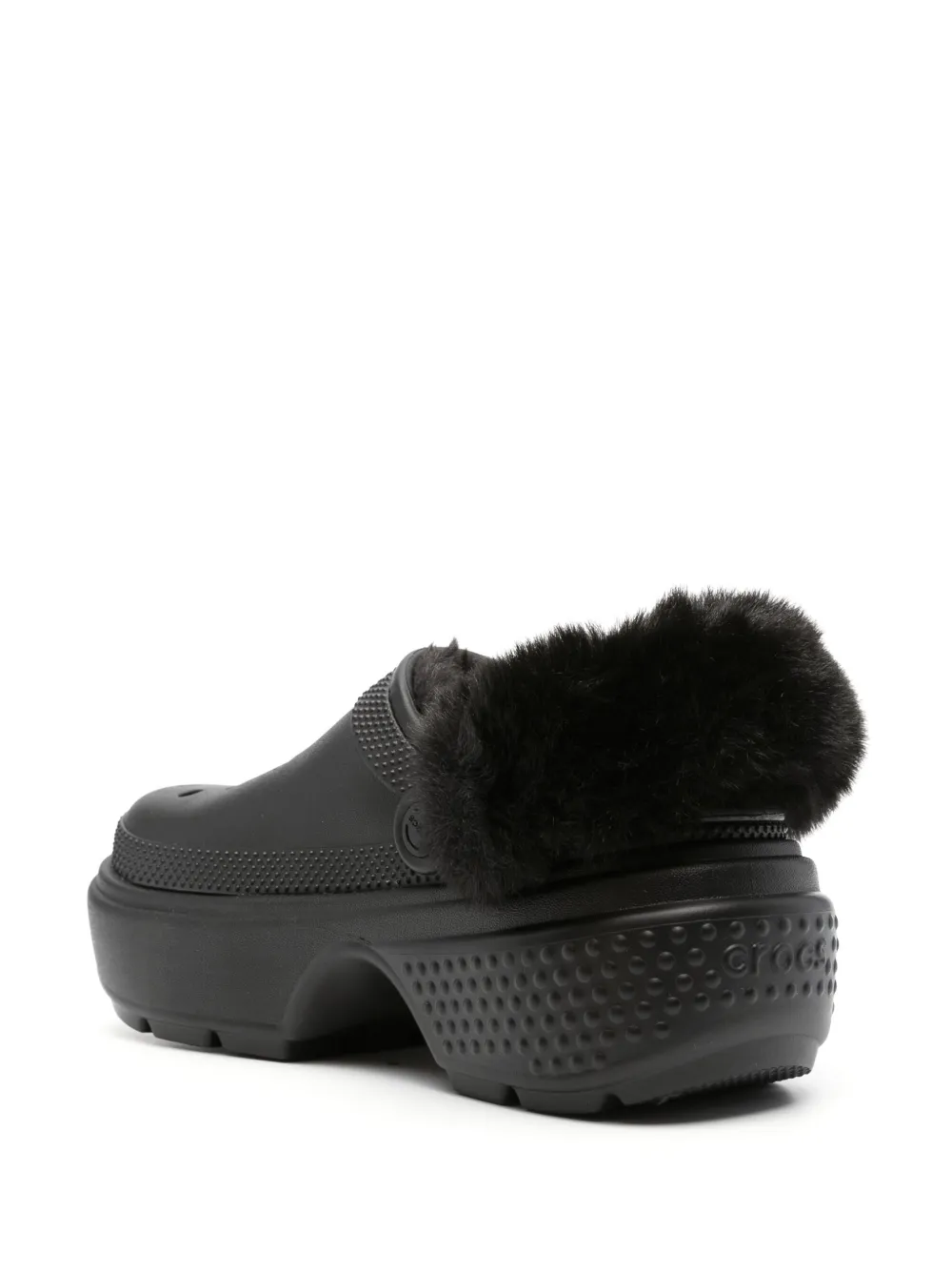 Кроксы на платформе со вставкой из искусственного меха Crocs, черный — фото 3