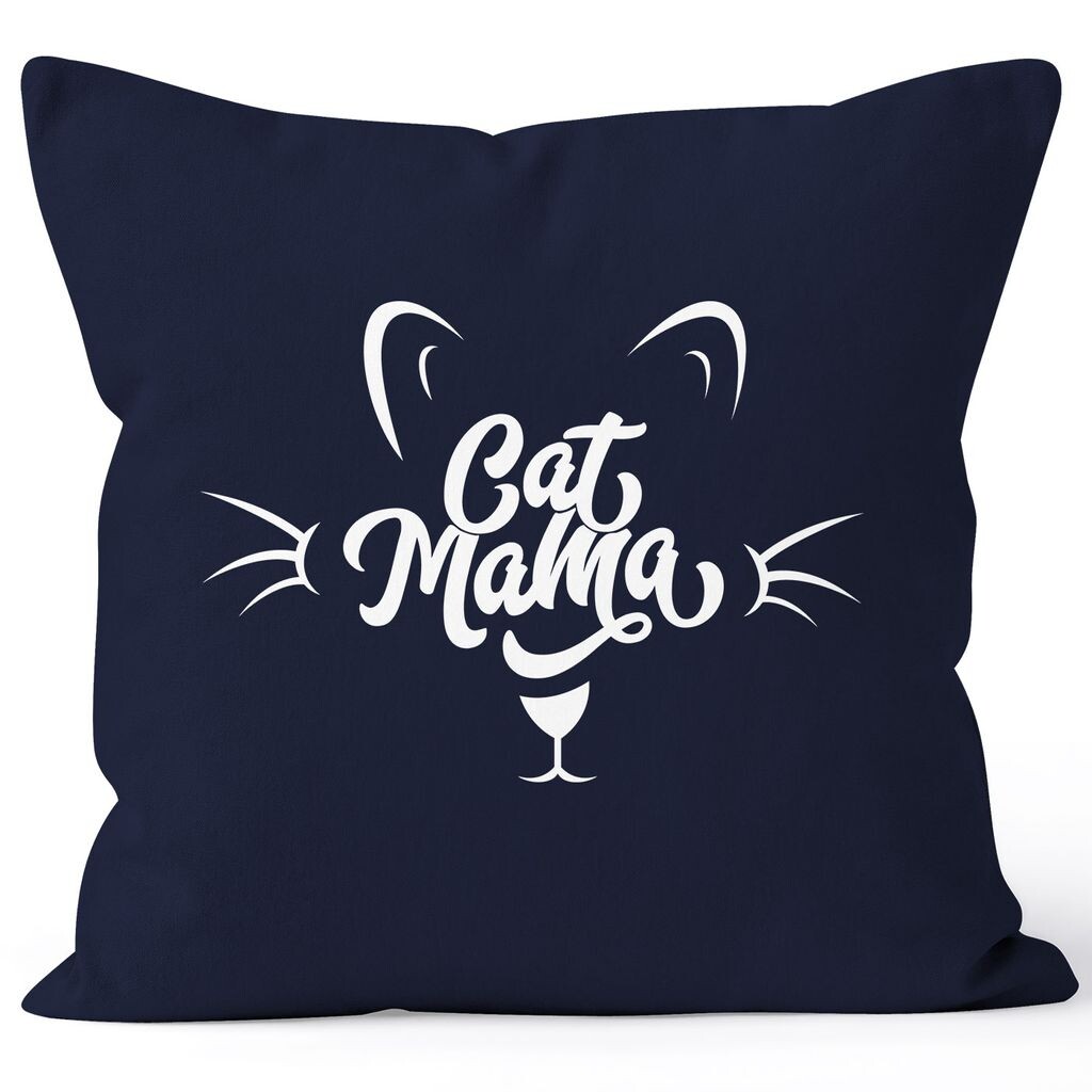 

Чехол на подушку кошка Cat Mama, чехол на подушку декоративная подушка 40х40, хлопок MoonWorks темно-синий, униразмер