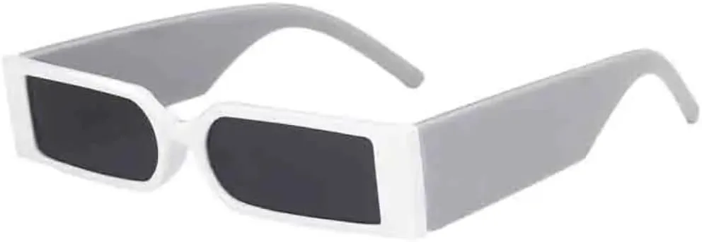 

Прямоугольные модные солнцезащитные очки для мужчин в стиле хип-хоп, винтажные, черные, в маленькой оправе, с защитой от УФ-излучения UV400 VVTWSSW, White Gray