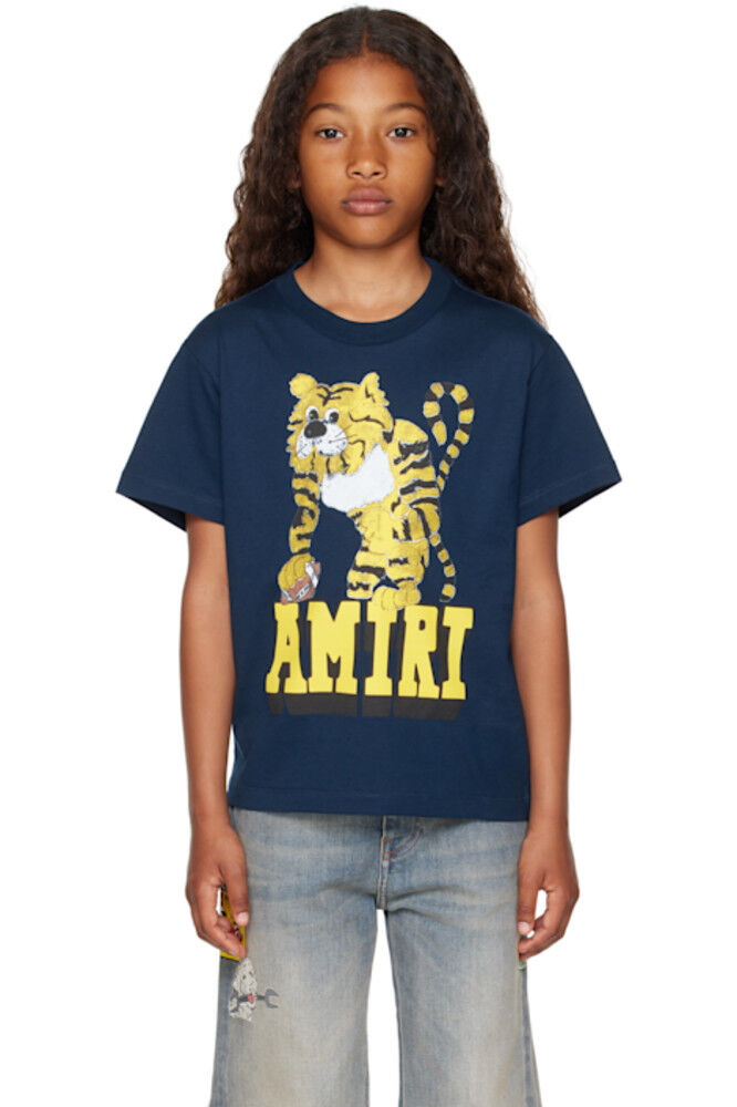 

Детская темно-синяя футболка «AMIRI» с тигром