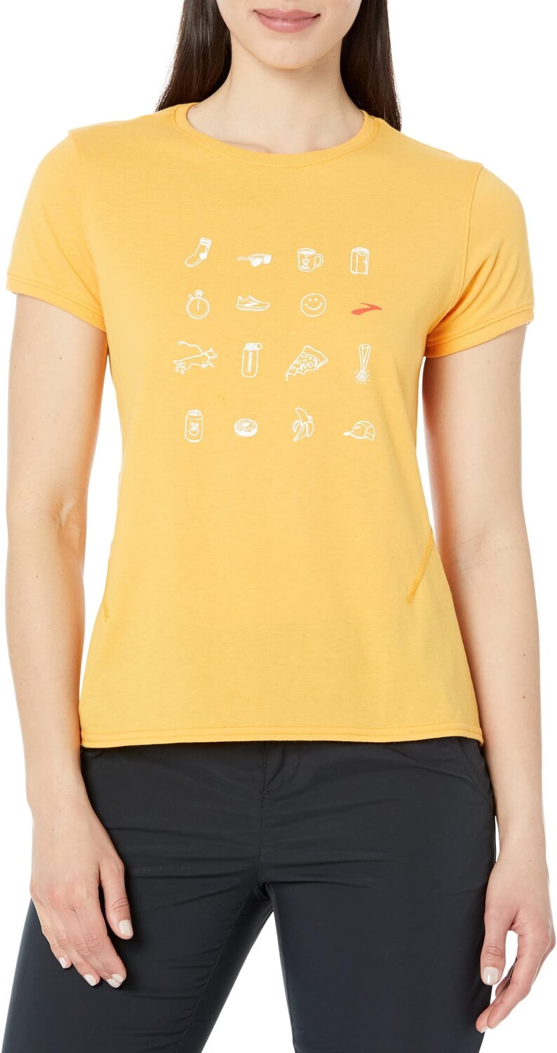 

Футболка Brooks Distance Short Sleeve 2.0, цвет Heather Sun Glow/Run Icons