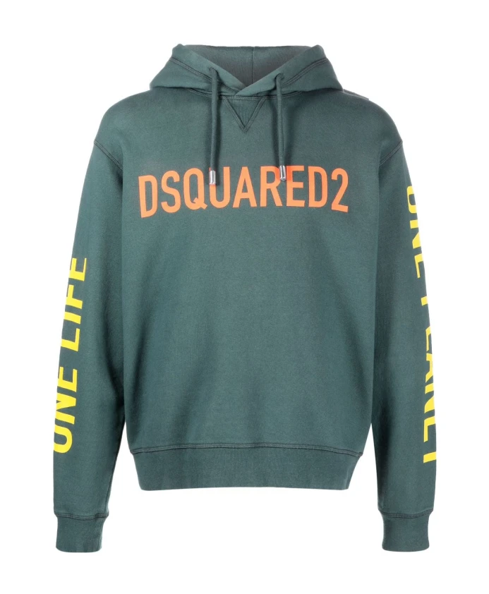 Синий хлопковый свитер с капюшоном Dsquared2, синий