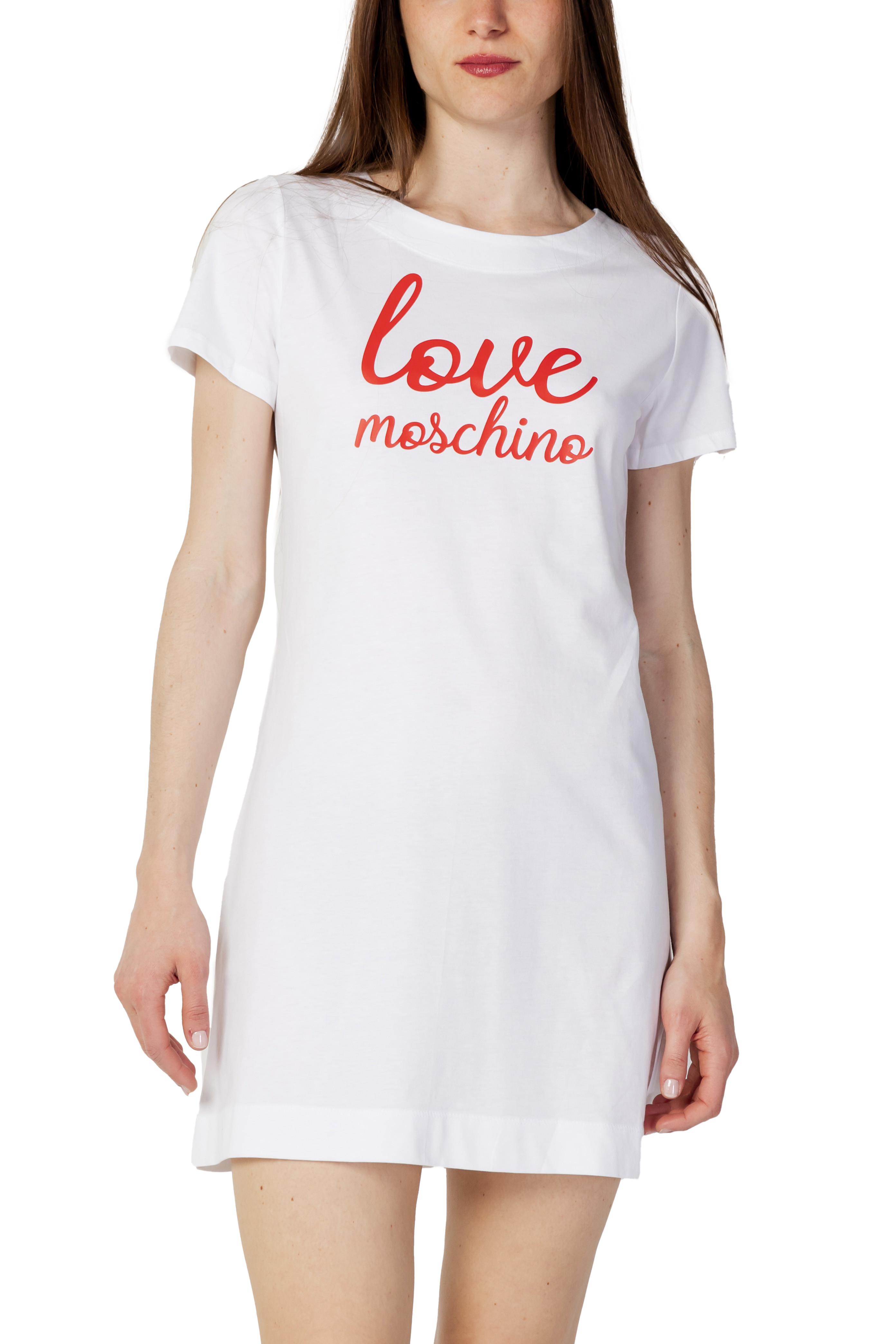 

Платье Love Moschino с красным логотипом, белый