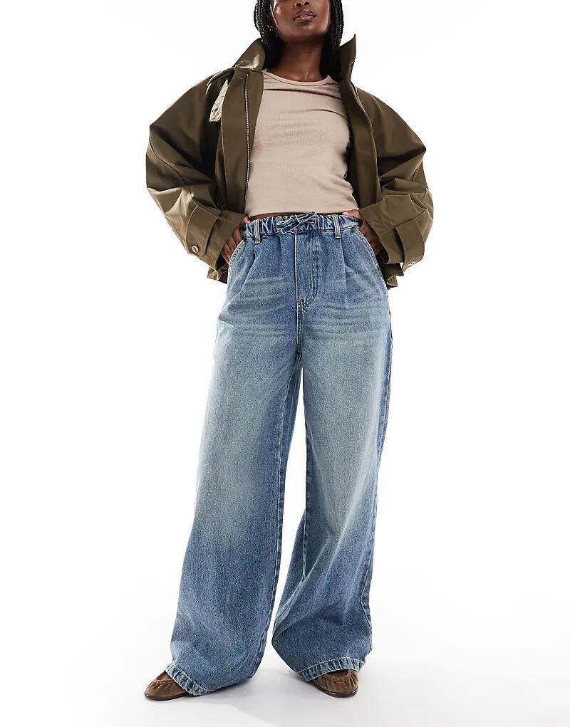 

Джинсы ASOS DESIGN широкого кроя с завязкой на талии в винтажном стиле