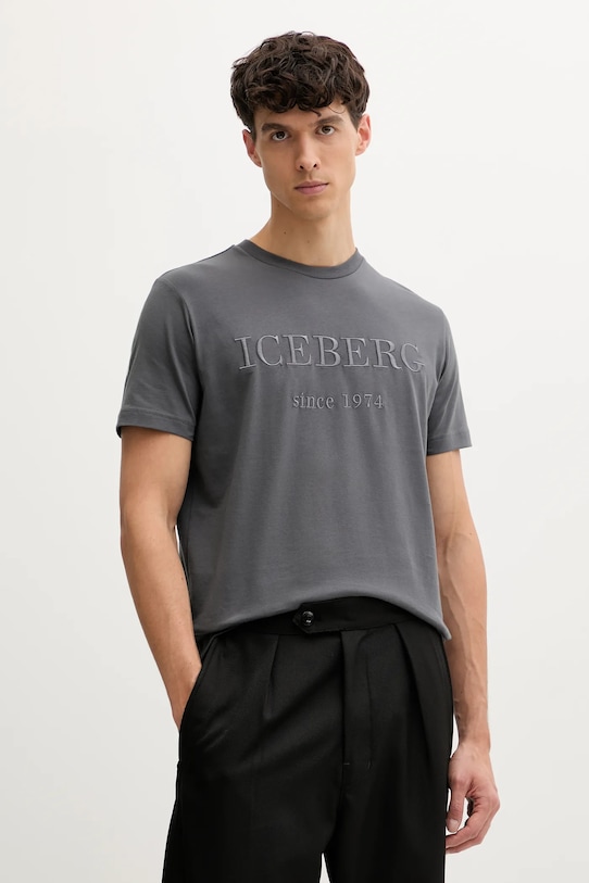 

Хлопковая футболка Iceberg, серый