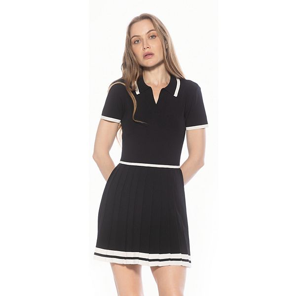 

Женское платье с контрастным воротником и плиссировкой Alexia Admor, Black White