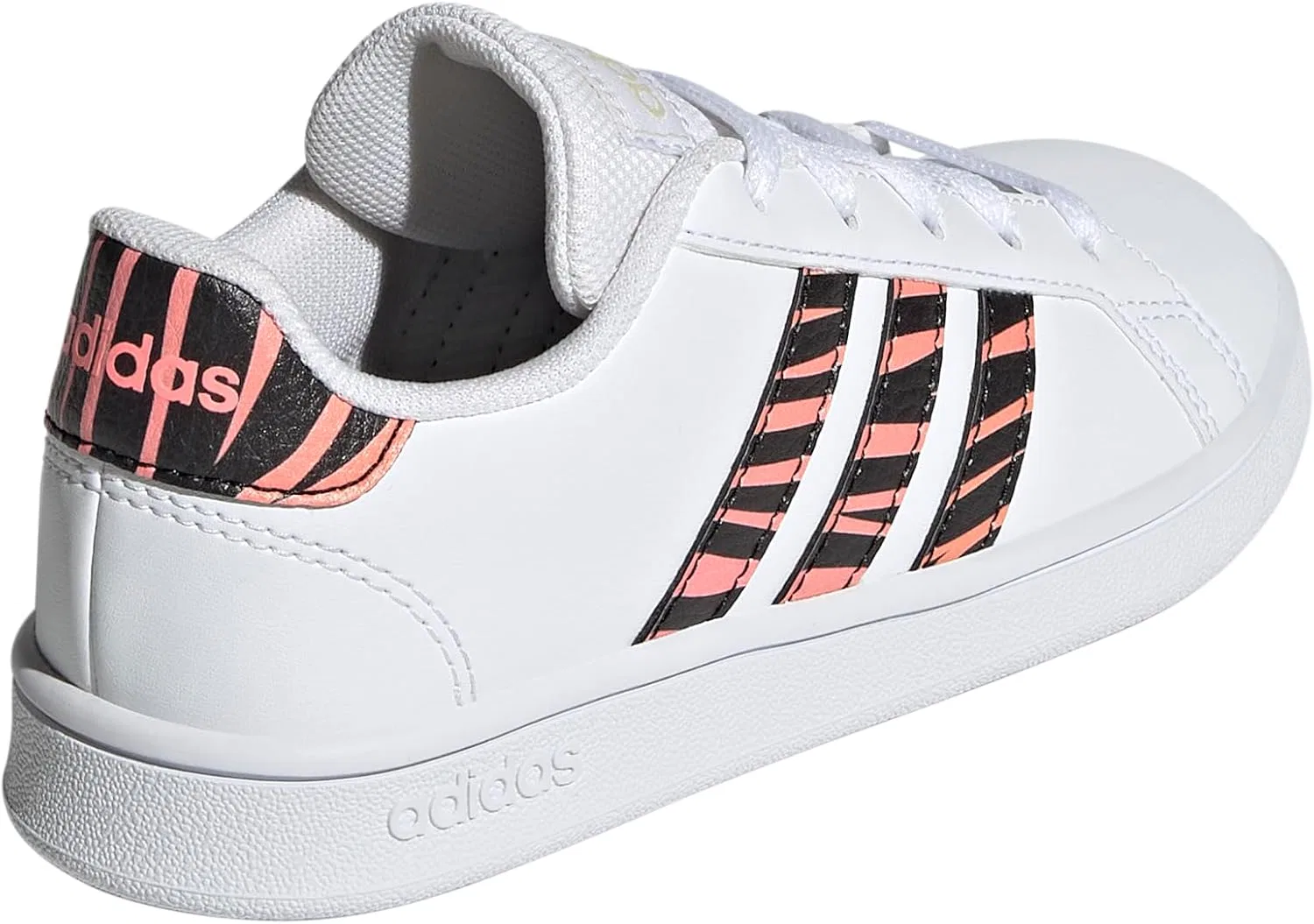 Кроссовки теннисные детские adidas Grand Court, белый/черный/кислотно-красный — фото 3