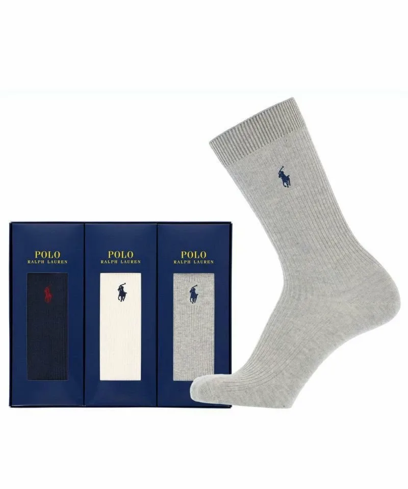 Мужские ребристые носки, подарочный набор из 3 пар (PLC-30) Polo Ralph Lauren, 3-pair gift set
