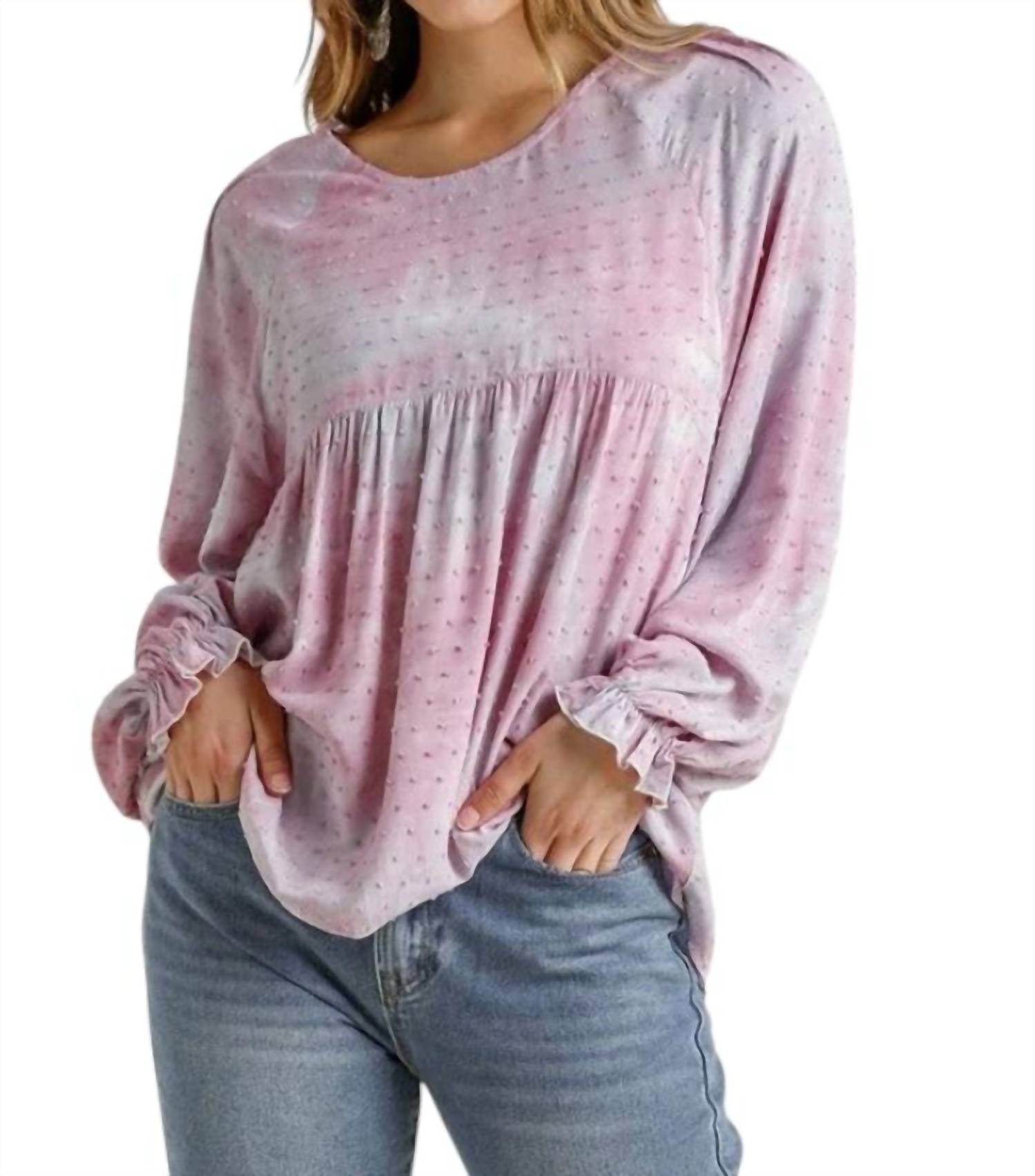 

Umgee Блузка-бэбидолл в горошек, сиреневого цвета