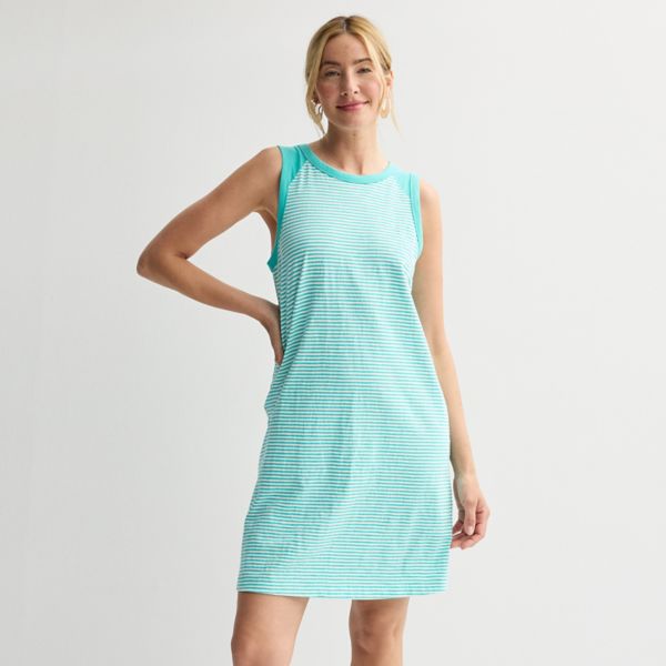 

Миниатюрное летнее платье-майка Sonoma Goods For Life, цвет teal white stripe