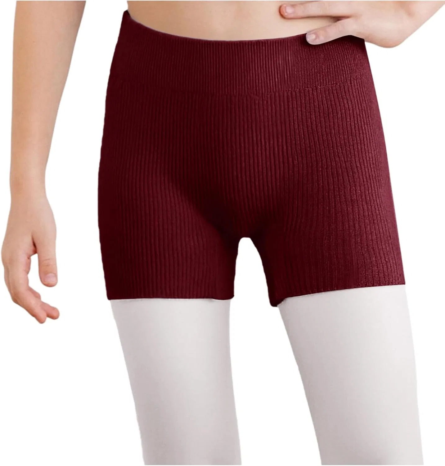 Детские шорты для танцев, гимнастики, бега, ребристый трикотаж, Linjinx, Burgundy