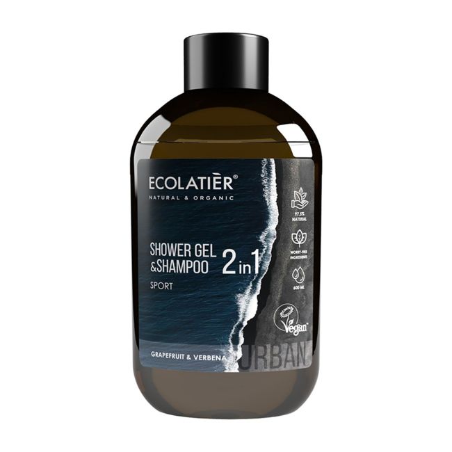 

Urban sport 2в1 гель для душа и шампунь для волос Ecolatier, 600 мл