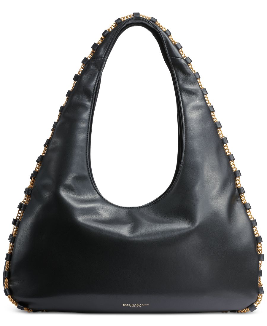 

Кожаная сумка через плечо Batiste с тремя отделениями Donna Karan New York, Black/gold