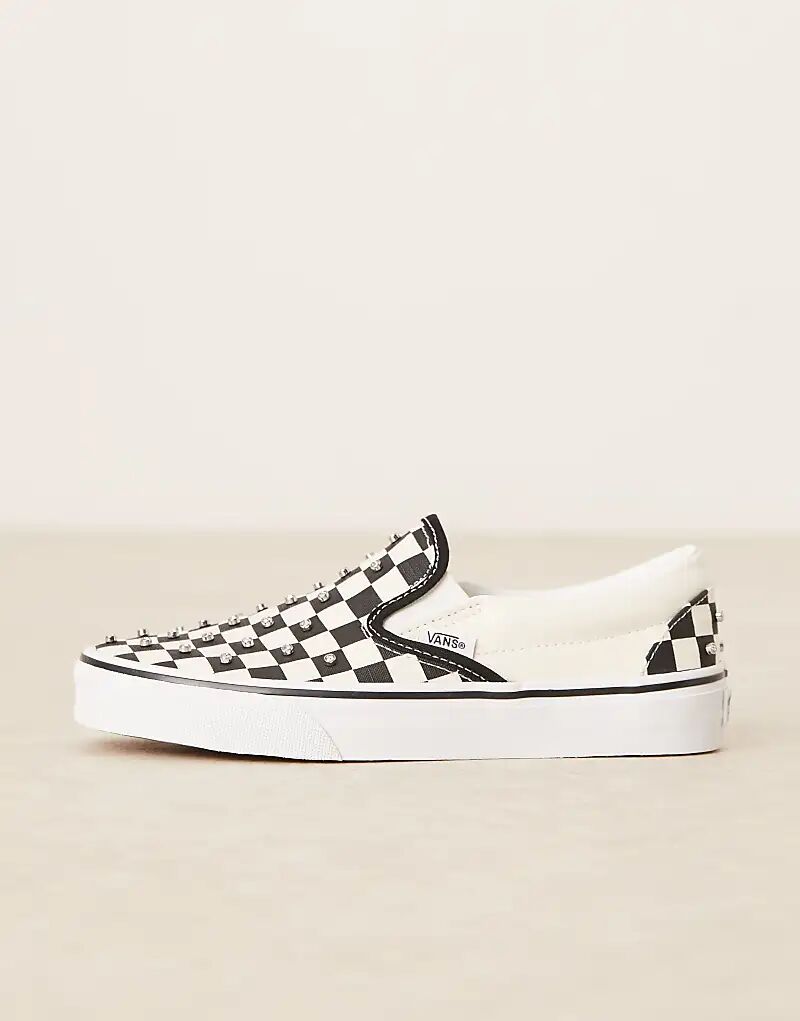 Кроссовки Vans Classic Slip-On черного и белого цветов с отделкой стразами — фото 2