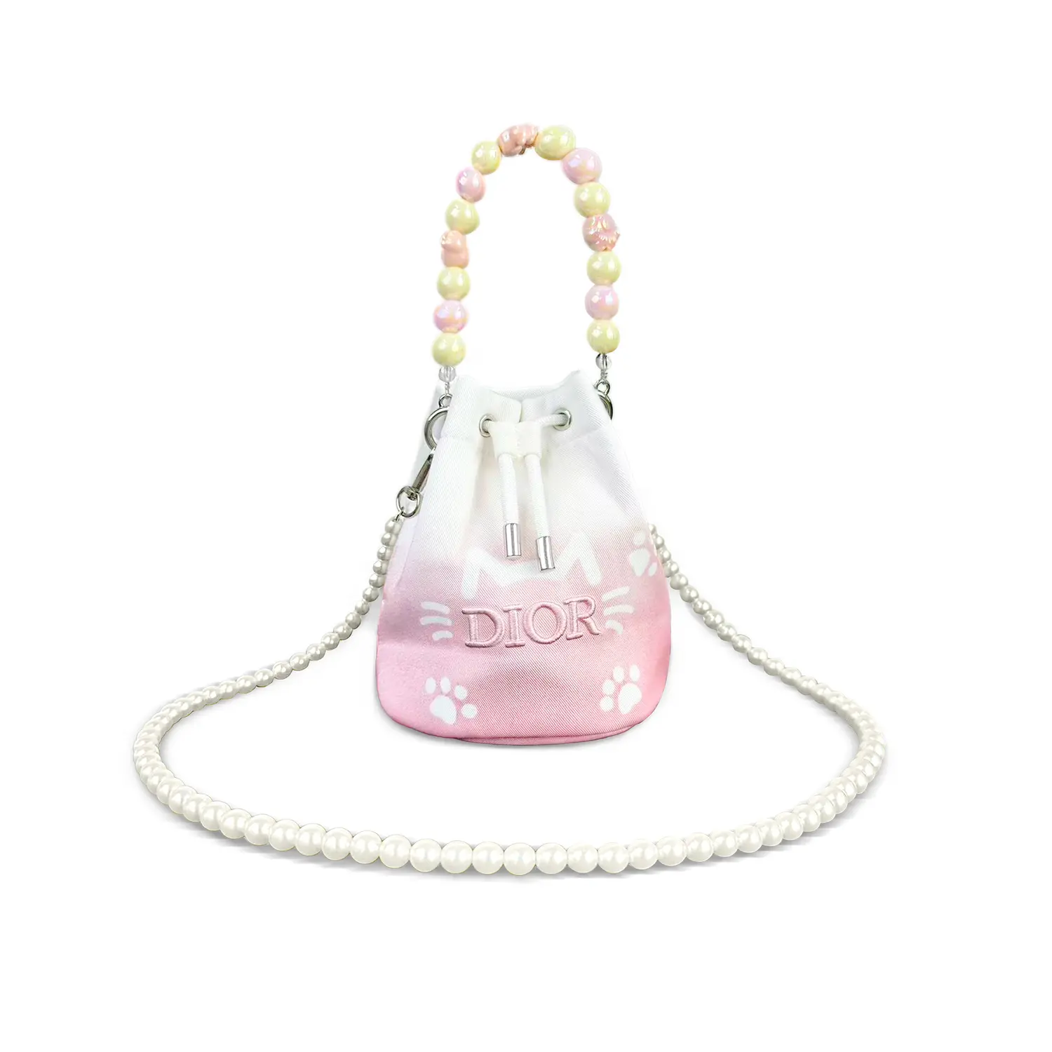DIOR Пользовательская косметичка Kitten Journal Dopamine Dressing, кросс-боди, холст, розовая, односекционная 12*12*23 — фото 2