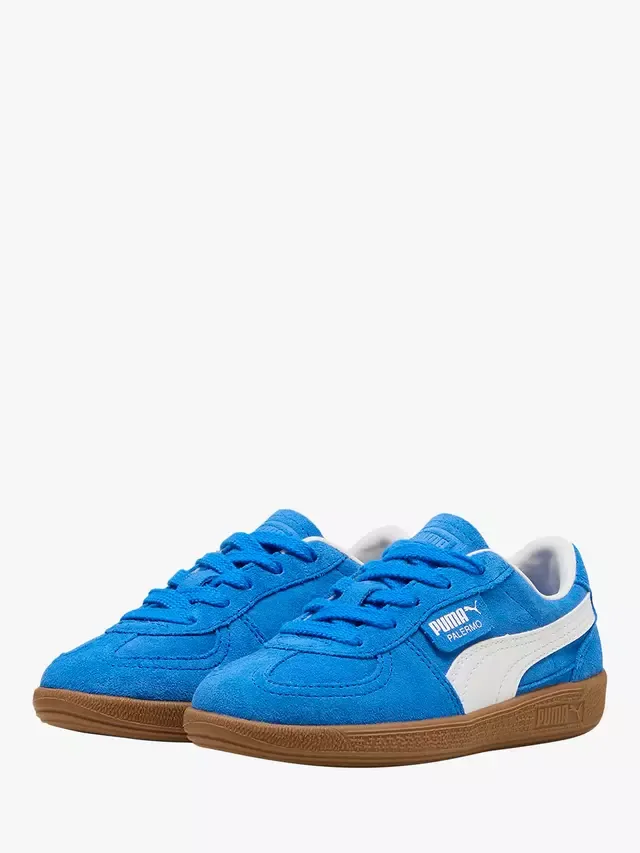 Детские кроссовки Palermo из смешанной кожи, сине-белые PUMA — фото 2