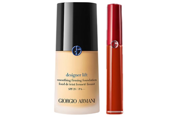 Набор косметики Blue Label для женщин GIORGIO ARMANI, Two-Piece Set: #405 красный Tube Lipstick 6.5ml+Master Liquid Foundation #1 30ml — фото 3