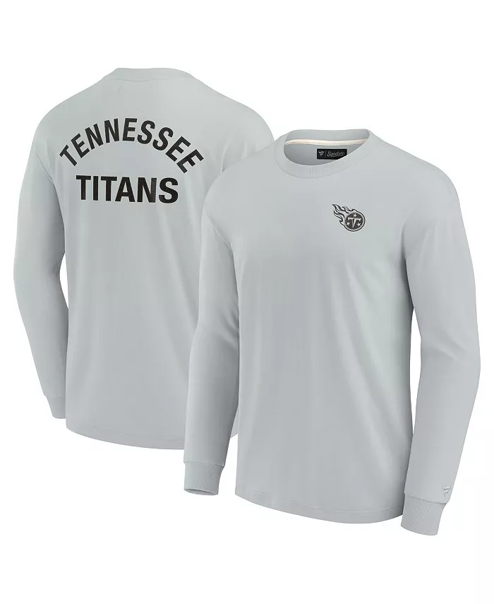 

Мужская и женская серая супермягкая футболка с длинным рукавом Tennessee Titans Fanatics Signature