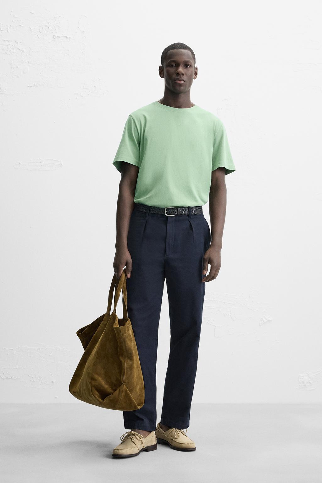 

Выстиранная футболка свободного покроя ZARA, цвет washed green