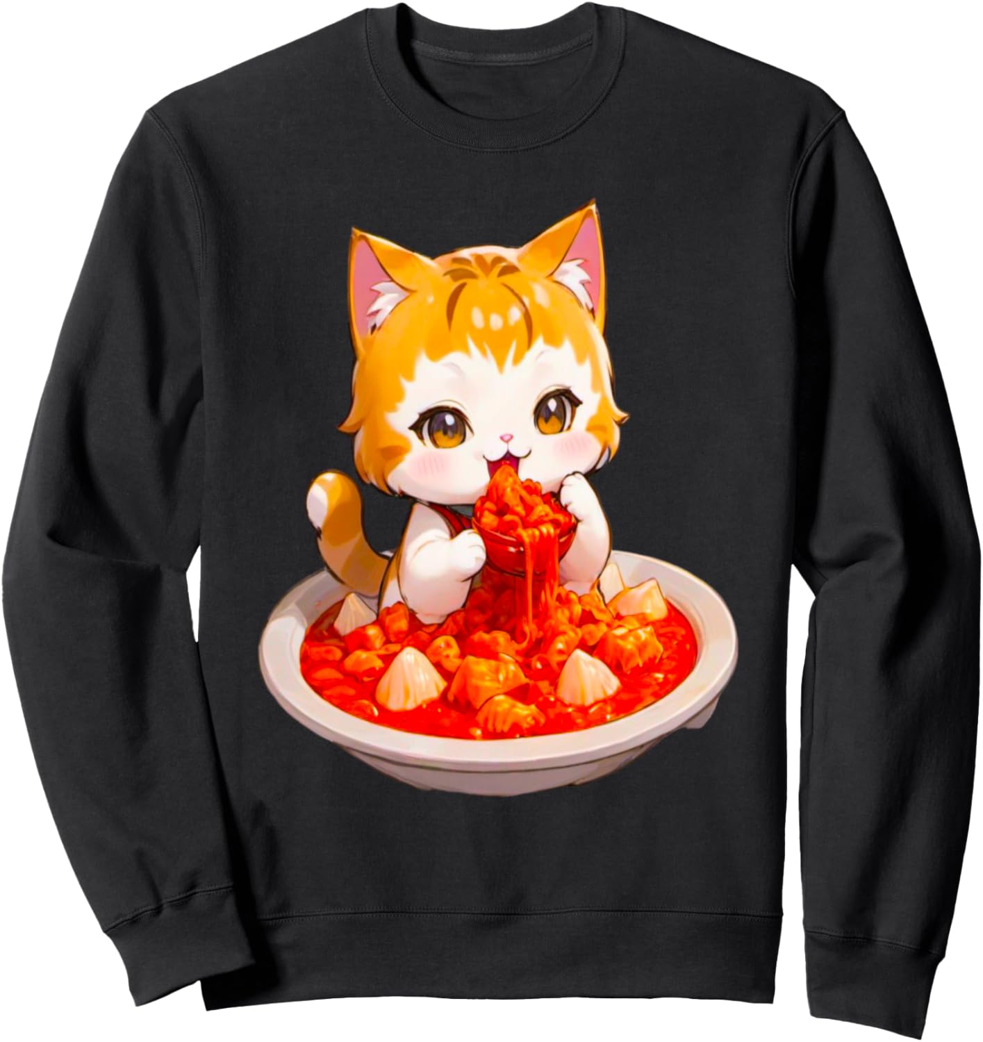 

Милый котенок в стиле чиби ест кимчи - Толстовка PanfurWare LLC, черный