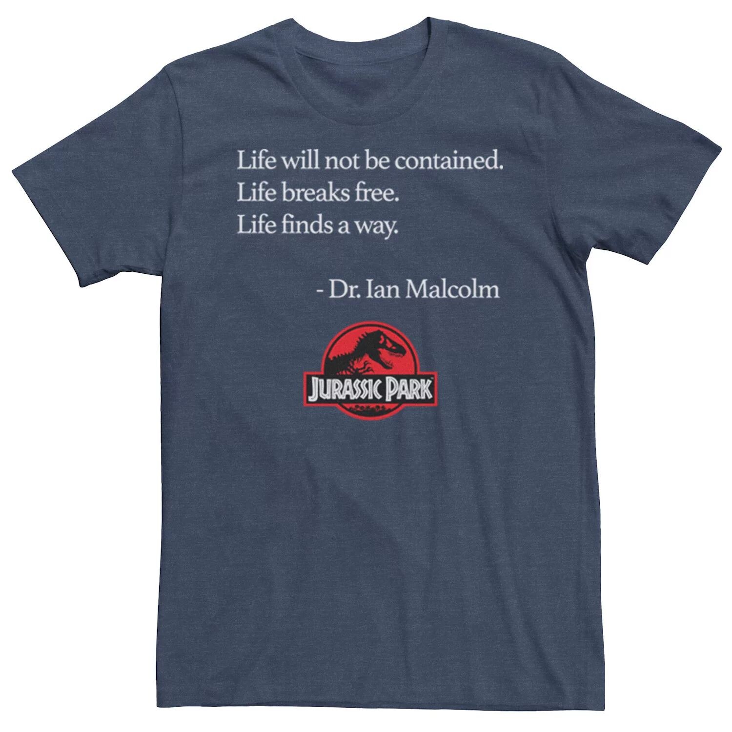 

Мужская футболка Jurassic Park Life Finds A Way Quote Licensed Character