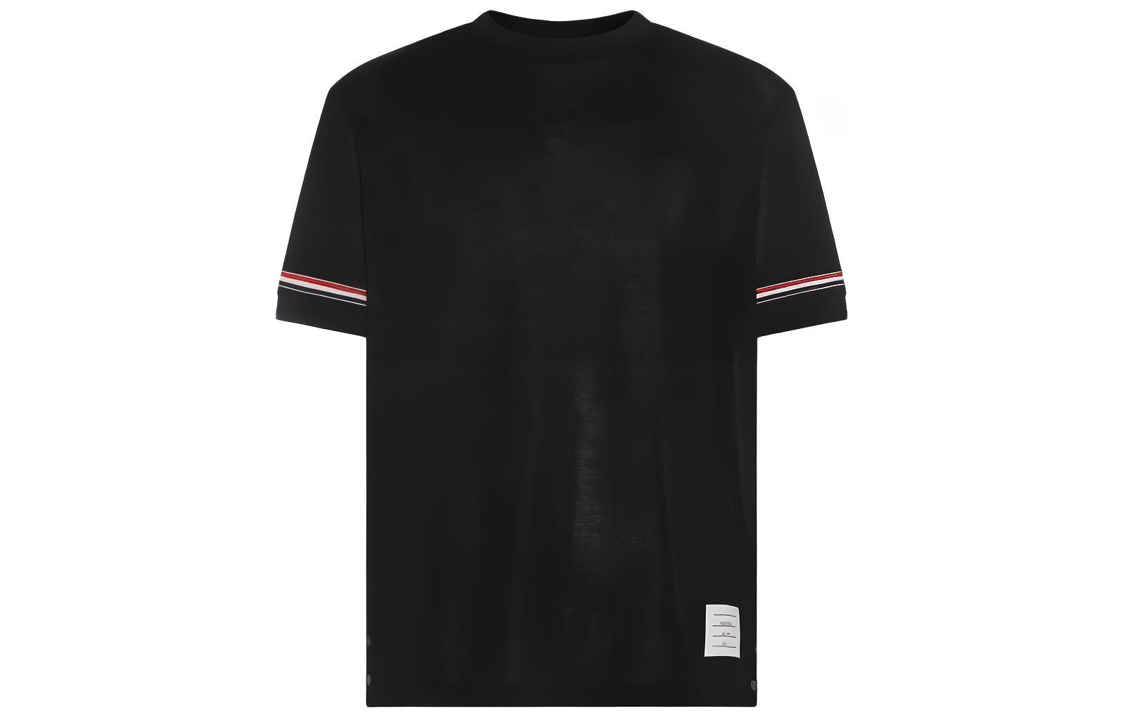 

Футболка с полосками и детализированным кроем THOM BROWNE, Морской синий