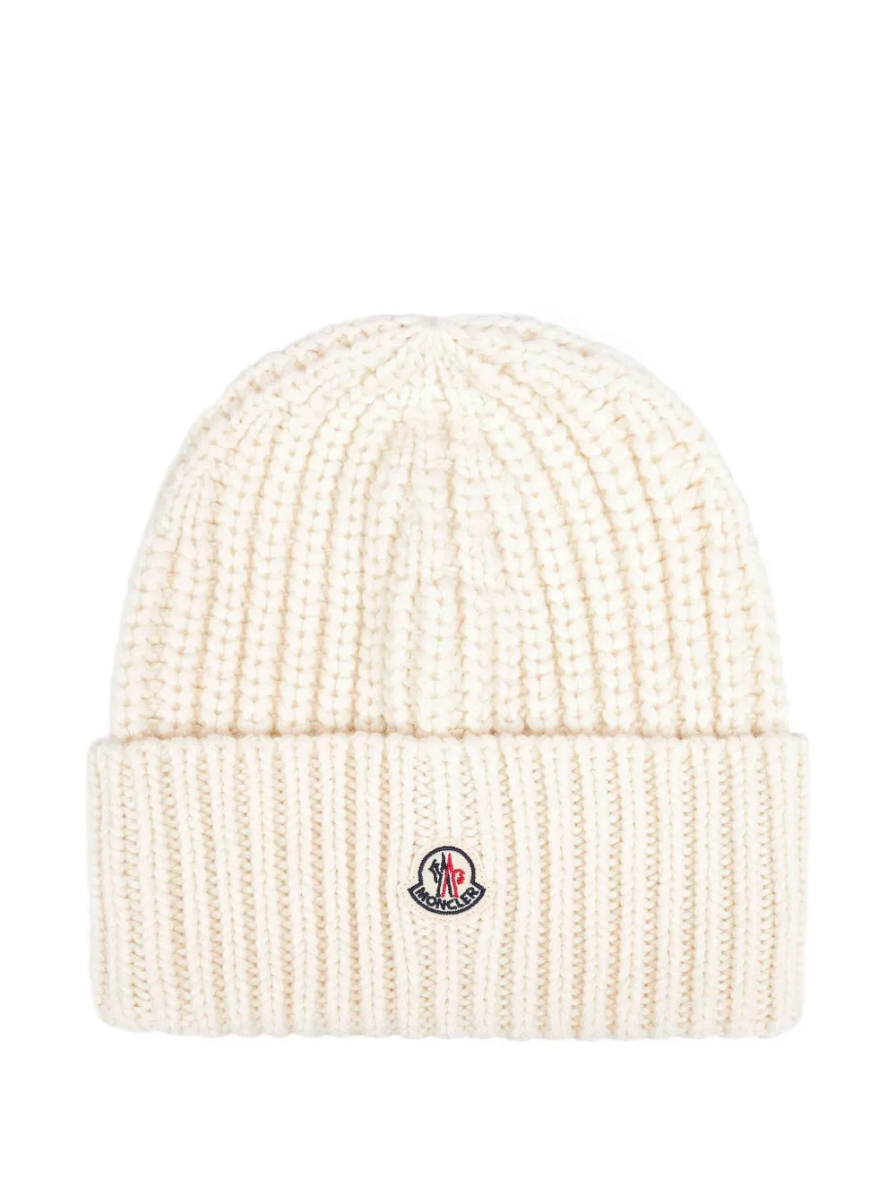 

Ребристая шапка с нашивкой-логотипом MONCLER, белый