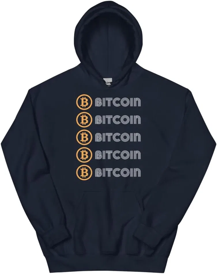 Худи унисекс с изображением криптовалюты Bitcoin. Подарок для любителя Bitcoin