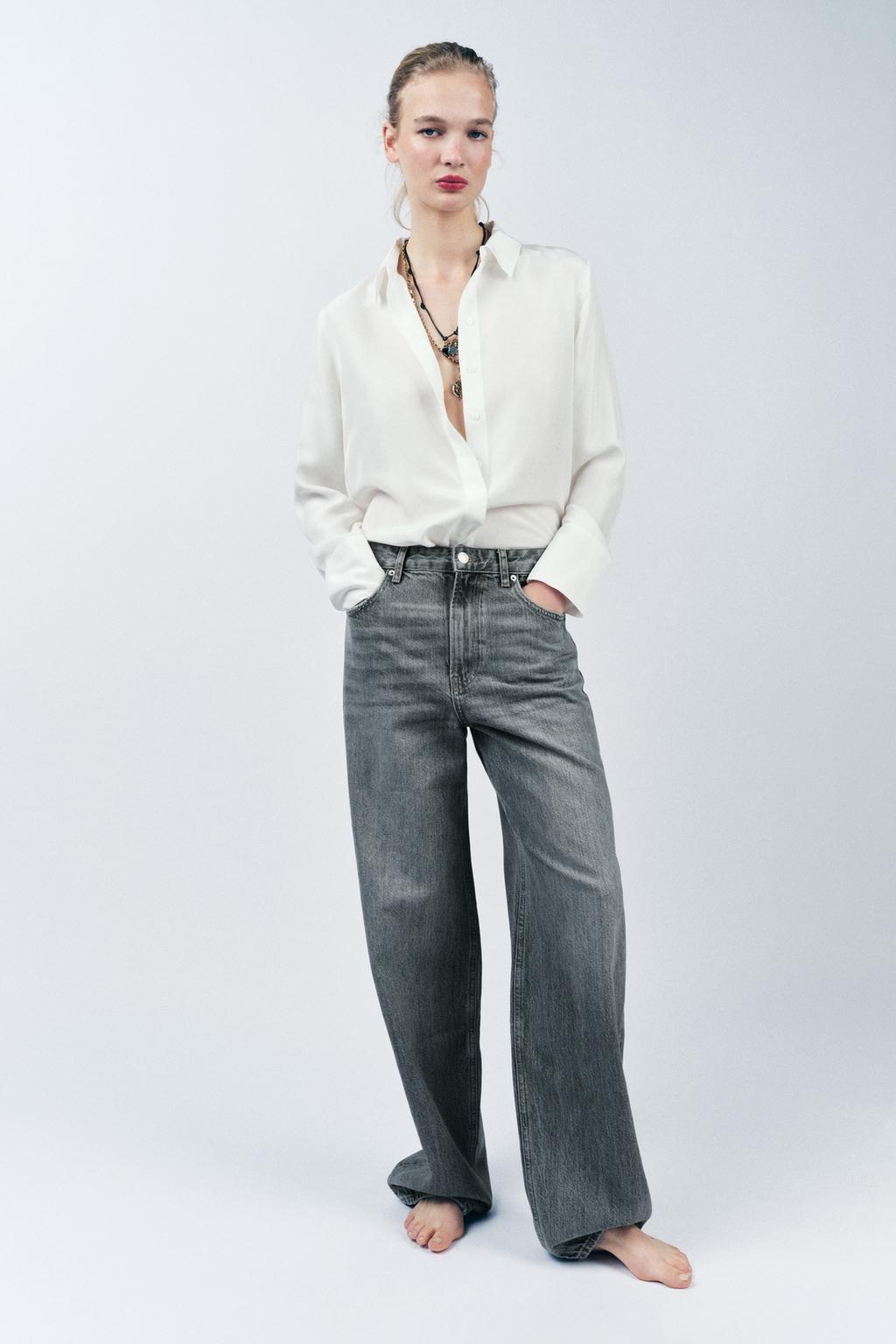 

Мешковатые джинсы со средней талией ZARA, черный