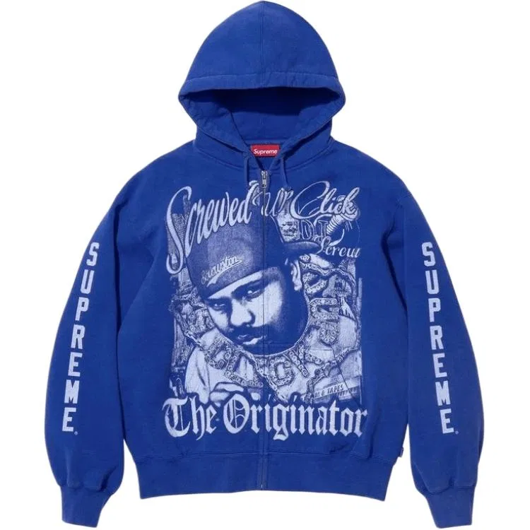 Толстовка на молнии с капюшоном x DJ Screw SS26 WEEK6 унисекс Supreme, Blue