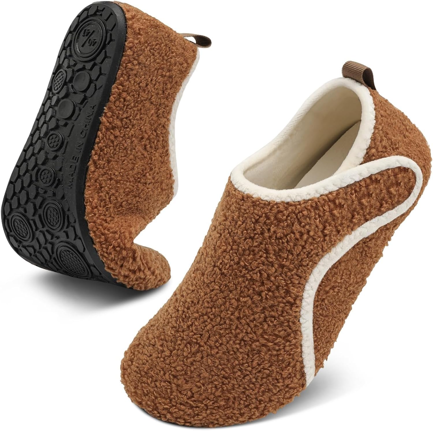 

Домашние тапочки для женщин и мужчин с антискользящей резиновой подошвой, носки-тапочки, легкие, мягкие, уютные и теплые, с флисовой подкладкой, для хождения дома и в спальне, для отекших ног Lghlmcl, коричневый