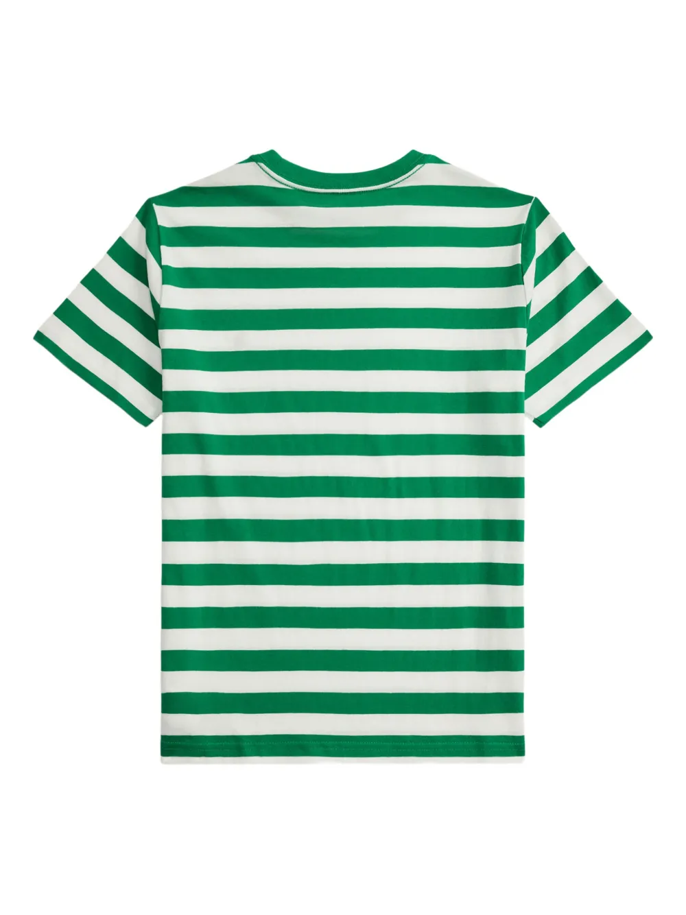 Полосатая футболка с вышитым логотипом Polo Ralph Lauren Kids, зеленый — фото 2