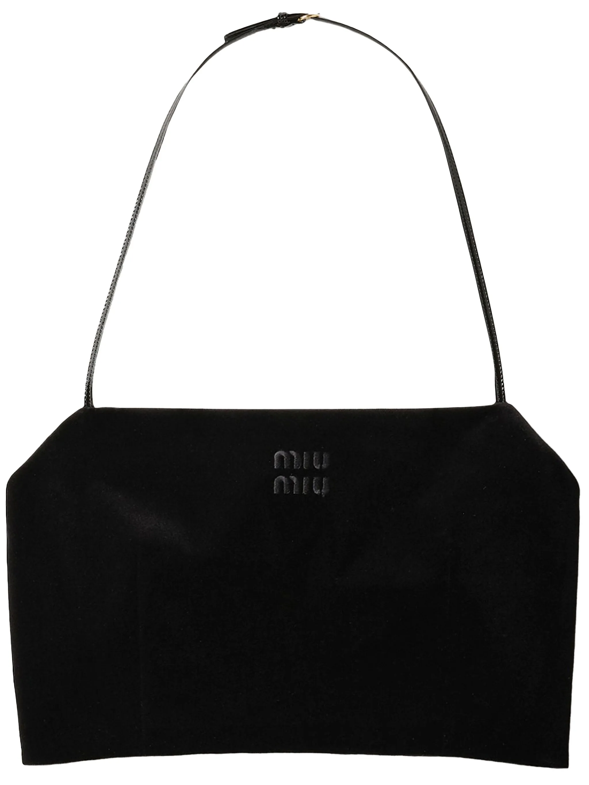 

Укороченный бархатный топ Miu Miu, черный