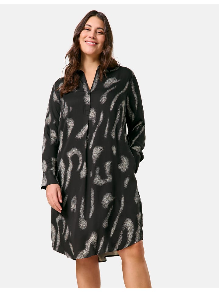 

Короткое платье SAMOON Kleid Langarm kurz, цвет Black gemustert