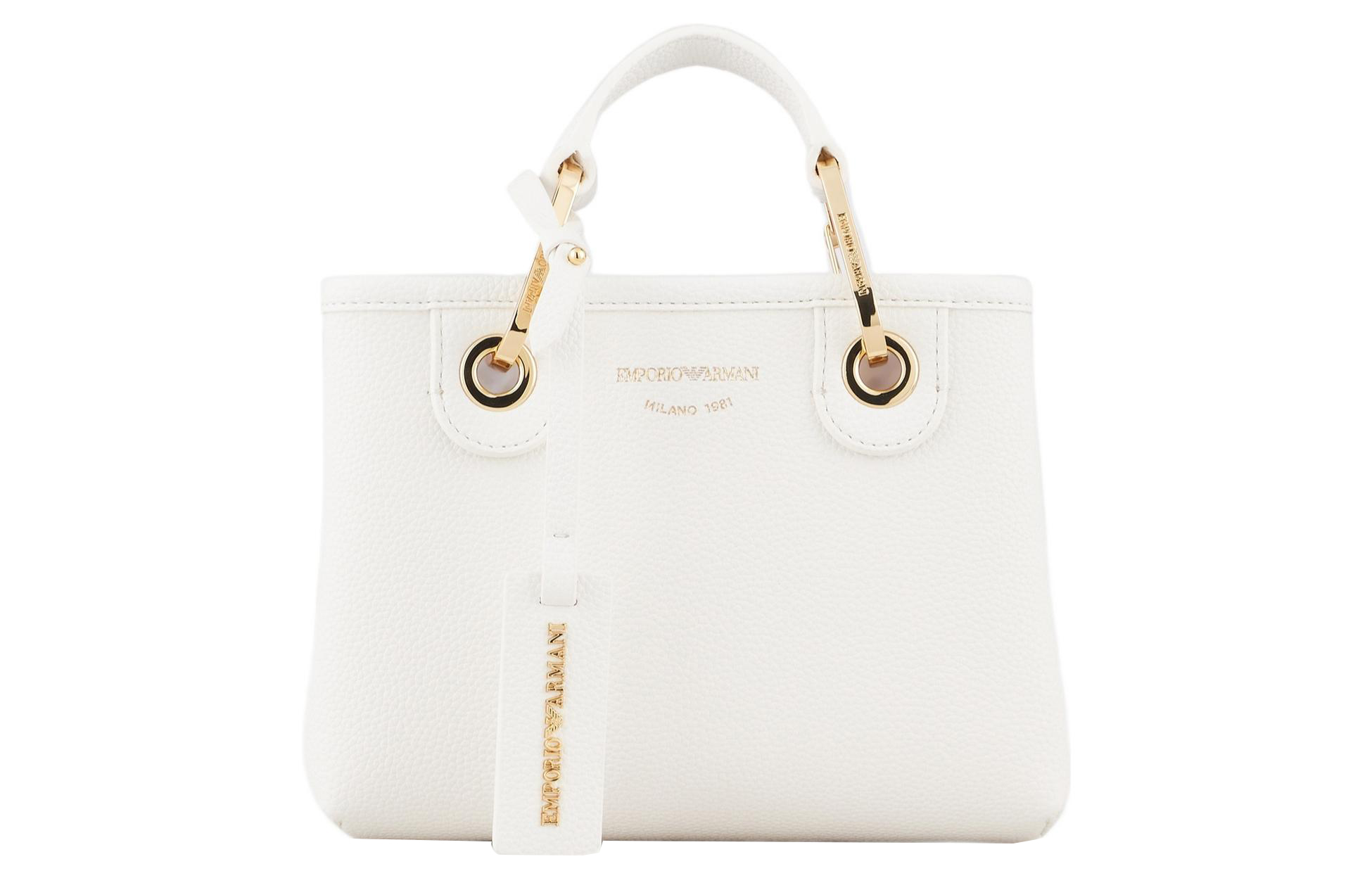 

Сумка через плечо мини женская белая EMPORIO ARMANI из полиуретана с полиэстеровыми лямками