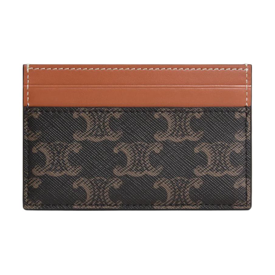 CELINE Кошелек Triomphe Canvas With Calfskin Card Holder Medium Women's Black & Brown — фото 3