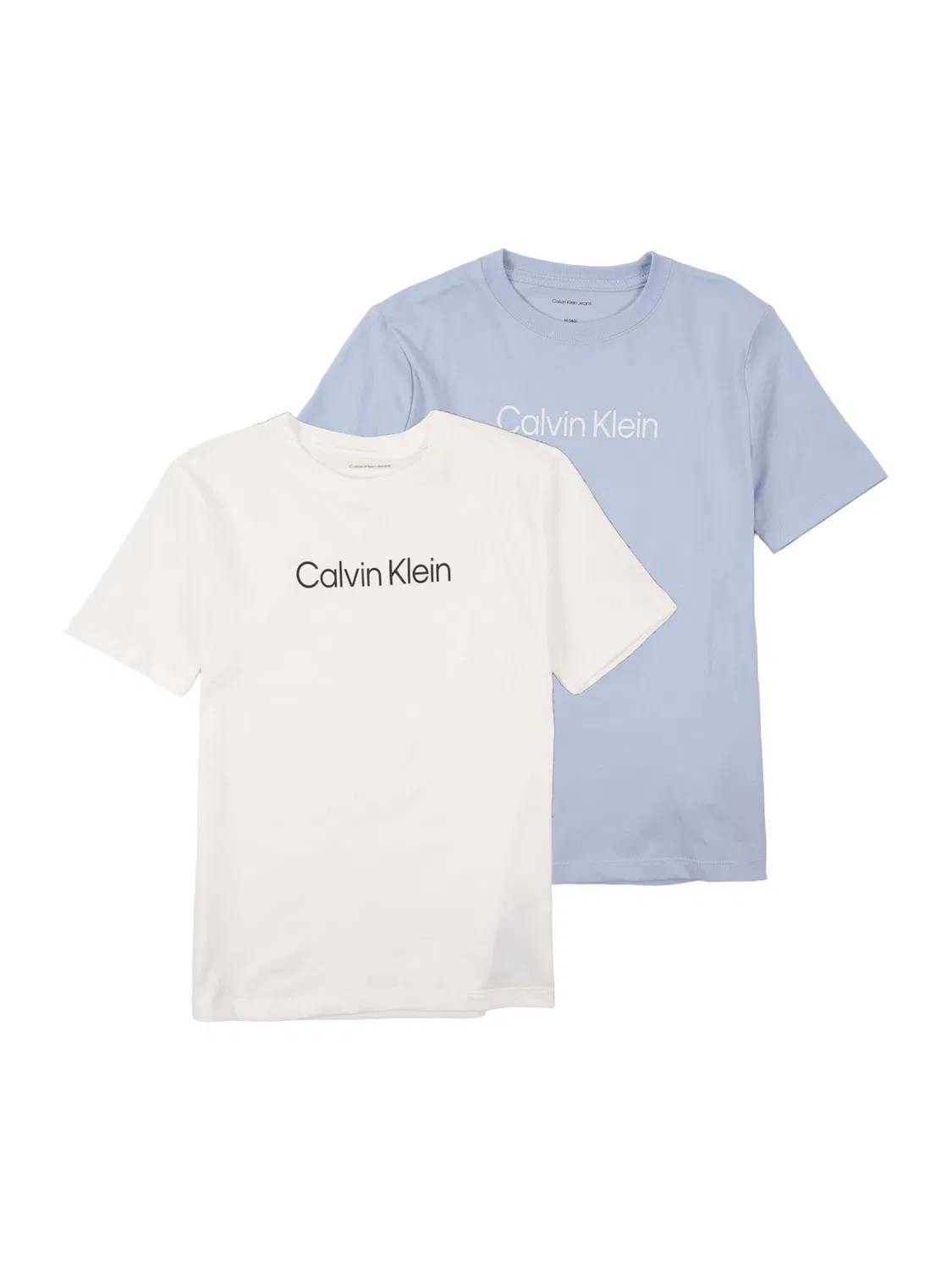 Джинсовая рубашка Calvin Klein Jeans с логотипом T в пыльно-голубом и кремовом цветах