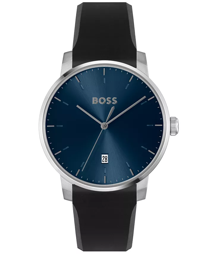 

Мужские часы Dean Quartz Basic Calendar с черным силиконовым ремешком, 41 мм Hugo Boss