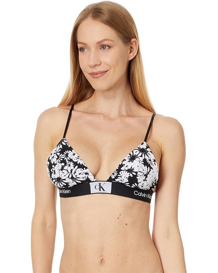 

Бюстгальтер Calvin Klein Calvin Klein 1996 Cotton Unlined Triangle Bralette, цвет Halo Floral Print+Black