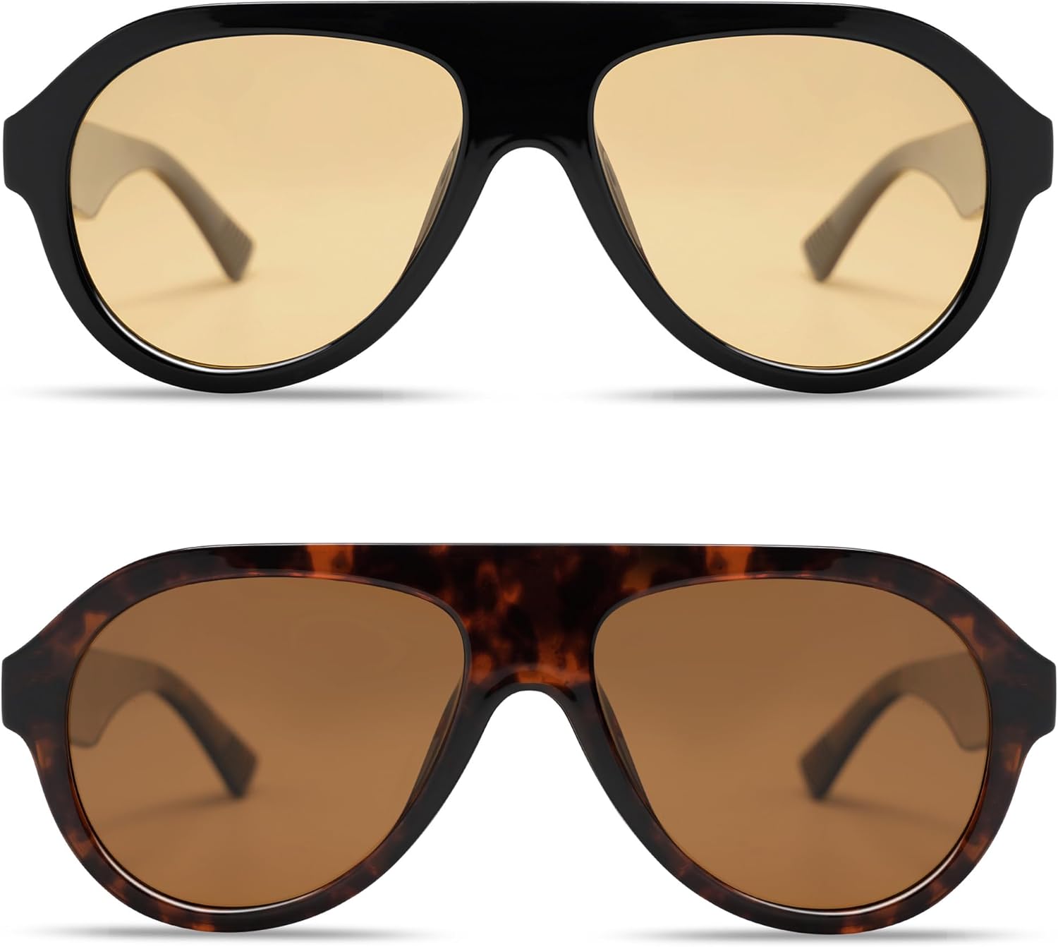 

Солнцезащитные очки-авиаторы VANLINKER в стиле ретро для мужчин и женщин, модные, в винтажном стиле 70-х, с пластиковой оправой, модель VL9750, 2pcs -Black/Yellow+brown Tortoise/Brown