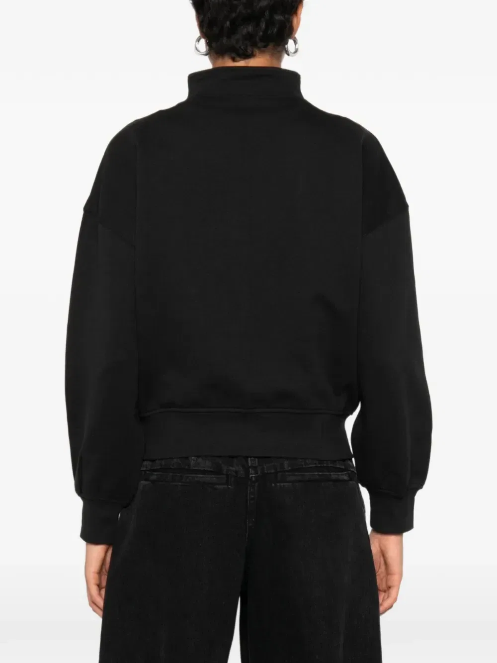 Свитер с вышивкой логотипа и короткой молнией Calvin Klein, черный — фото 4