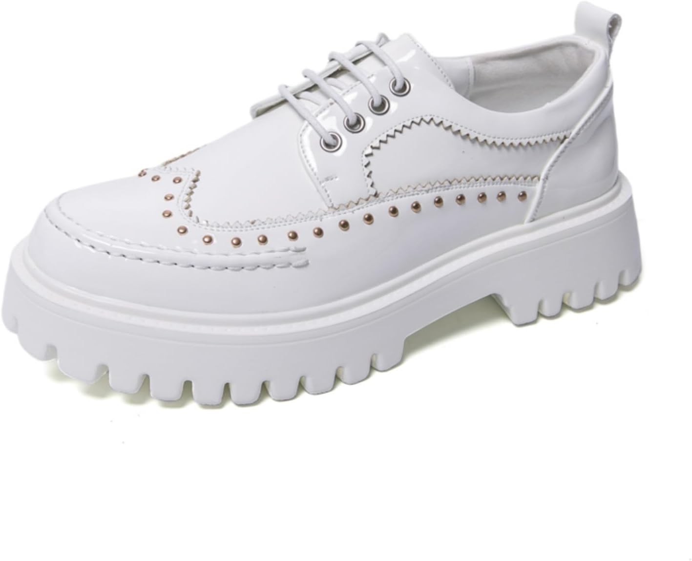 

Мужские классические туфли-оксфорды на шнуровке из лакированной кожи с платформой, легкие, низкие, с круглым носком и протекторной подошвой, лоферы для официального делового выхода, свадьбы или вечеринки Qwuieoin, белый