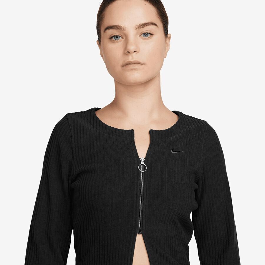 Куртка Sportswear Chill Knit Rib Full-Zip Cardigan NIKE, цвет black/black — фото 3