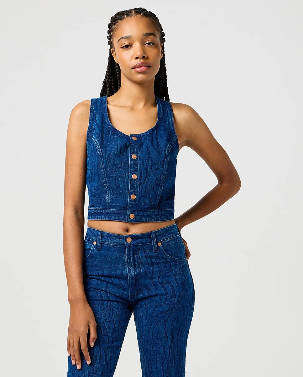 

Женский топ-безрукавка с лазерной печатью Wrangler, индиго